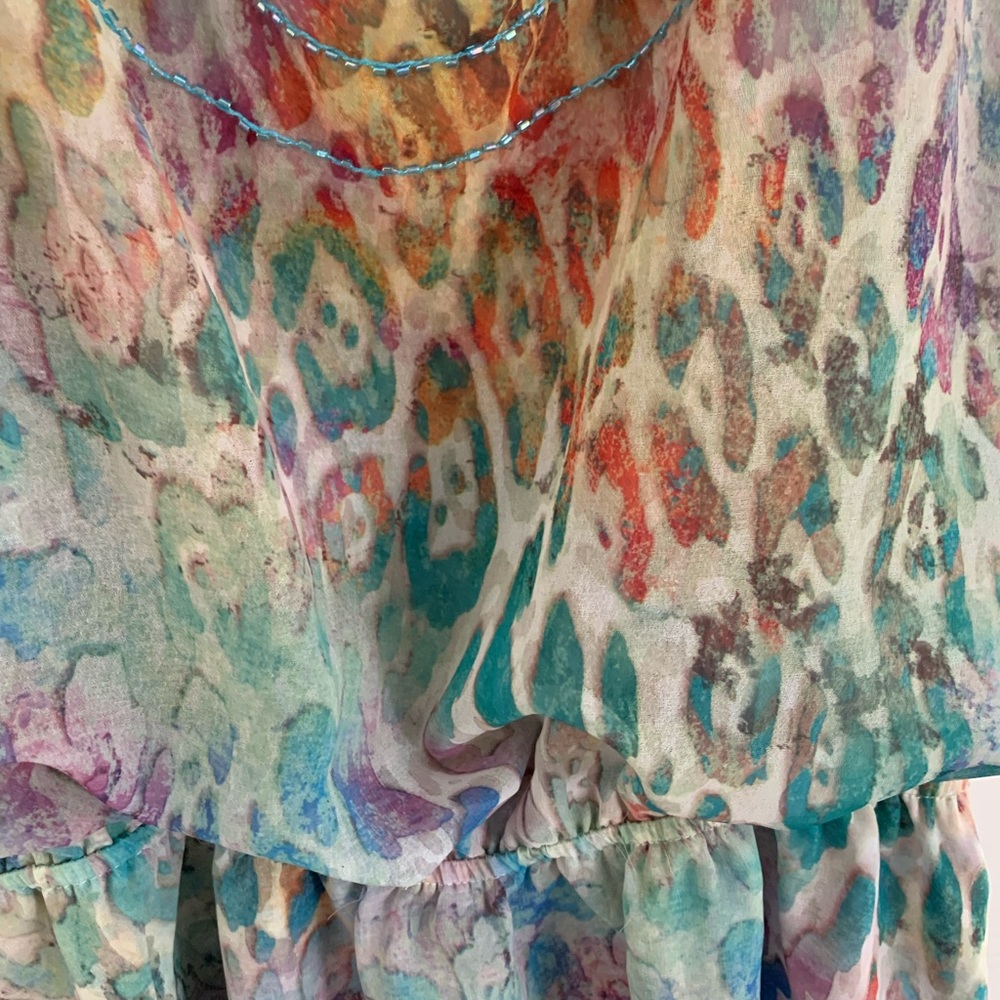 V Christina sheer tank with attached same print lining!  NWOT - Large - Picture 3 of 9
